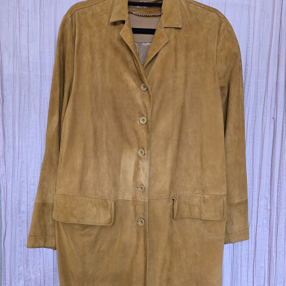 Elegant Tan Suede Trench Coat